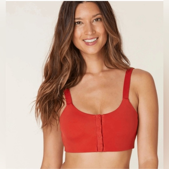 Andie Swim Bikini set The Snap scoop top high rise Bottom Eco Nylon Chili Pepper - Picture 2 of 13